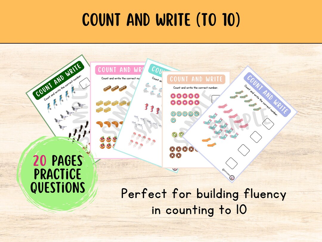 Count and Write | Counting to 10 | 1-1 Correspondence | Math Worksheet ...
