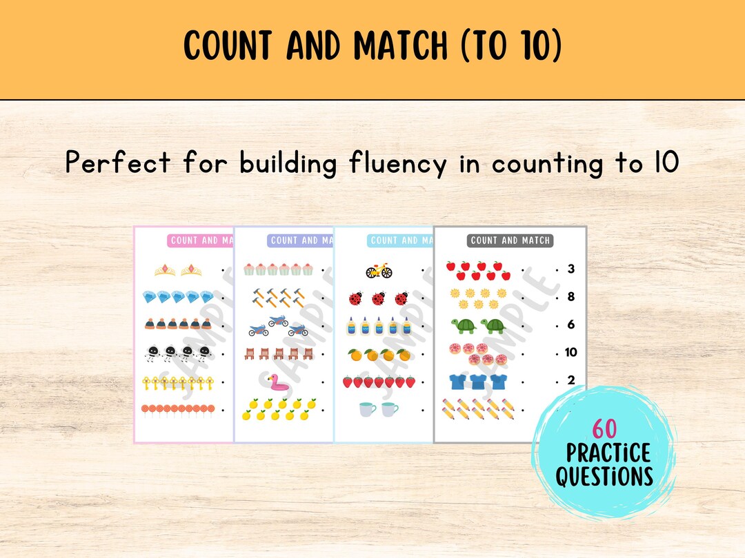 Count and Match Printable Math Worksheet | Counting to 10 | 1-1 ...