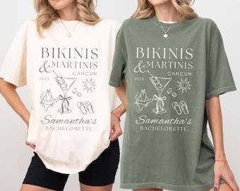 Custom Bikinis & Martinis Bachelorette Party Shirt