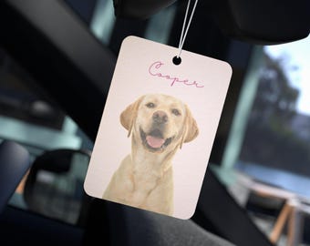 Désodorisant personnalisé pour voiture pour chien, Téléchargez votre propre photo, Désodorisant automatique de race de chien personnalisé, Jolie décoration de voiture, Cadeau pour amoureux des chiens, Accessoire de voiture
