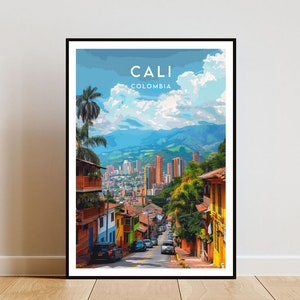 Wydruk z podróży do Cali - Kolumbia, plakat z Cali, plakat z Kolumbii, sztuka ścienna z podróży, wydruk z Kolumbii, Cali, Ameryka Południowa, Kolumbia