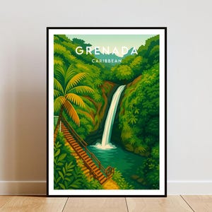 Grenada Travel Print - Caribbean, Grenada Poster, Caribbean Poster, Travel Art, Caribbean Print, Grenada Print, Grenada, Grenada Caribbean
