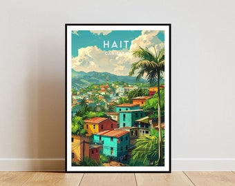 Haïti reizen print - Caribisch gebied, Haïti poster, Caribische poster, reizen muur kunst, Haïti print, Haïti, Caribisch gebied, reizen, poster