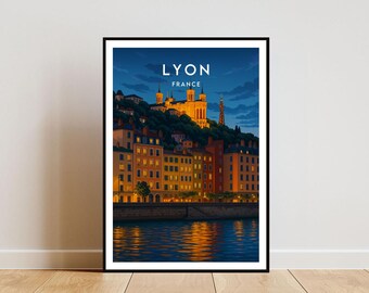 Lyon Travel Print - France, Lyon Poster, France Poster, France Print, Lyon Print, Lyon, Wedding Gift, Birthday Present, Lyon France Poster