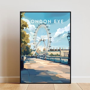 London Eye Travel Print - London, London Eye Poster, London Poster, Travel Wall Art, London Print, England, Europe, London, London Eye Print