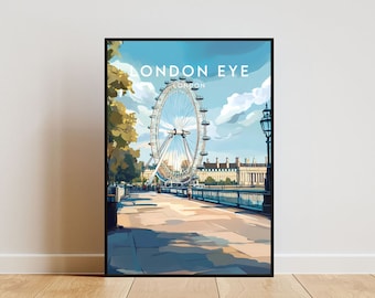 London Eye Travel Print - London, London Eye Poster, London Poster, Travel Wall Art, London Print, England, Europe, London, London Eye Print