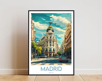 Impresión de viaje a Madrid - España, póster de Madrid, póster de España, arte mural de viaje, impresión de España, arte mural de España, Europa, impresión de Madrid, póster español