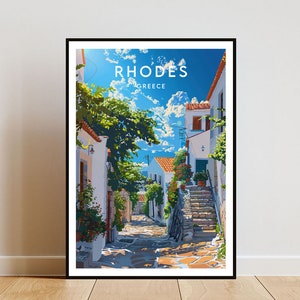 Rhodes Travel Print - Grecia, Cartel de Rodas, Cartel de Grecia, Arte de la pared de viaje, Impresión de Grecia, cartel, Grecia, Europa, Rodas, Islas Griegas