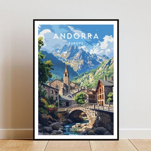 Andorra Travel Print - Europa, Cartel de Europa, Cartel de Andorra, Arte de pared de viaje, Impresión de Andorra, Andorra, Europa, Andorra, Andorra La Vella