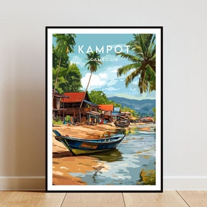 Kampot Travel Print - Cambodia, Kampot Poster, Cambodia Poster, Travel Wall Art, Cambodia Print, Kampot Wall Art, Cambodia, SE Asia Poster