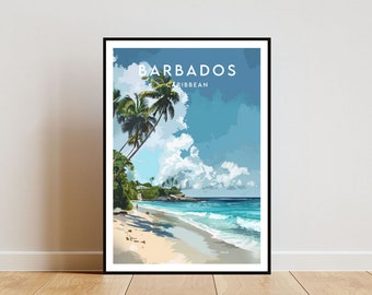 Barbados reizen print - Caraïben, Barbados poster, Caraïbische poster, reizen kunst aan de muur, Barbados afdrukken, Barbados, Caraïben