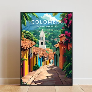 Impresión de viaje de Colombia - Sudamérica, póster de Colombia, póster de Sudamérica, arte de pared de viaje, impresión de Colombia, Sudamérica, arte de Colombia