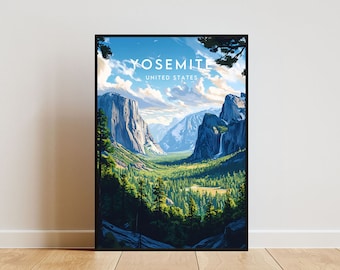 Yosemite Travel Print - United States, Yosemite Poster, America Poster, Travel Wall Art, America Print, America, Yosemite, USA, California