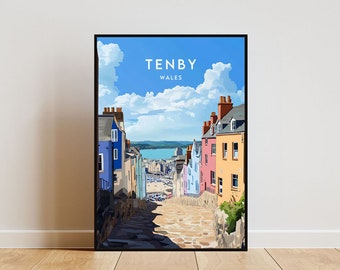 Tenby Travel Print - Wales, Tenby Poster, Wales Poster, Travel Wall Art, Wales Print, Poster, Wales, Europe, Tenby, Welsh Poster, Print, UK