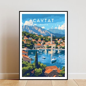 Impression de voyage Cavtat - Croatie, affiche Cavtat, affiche Croatie, art mural voyage, impression Croatie, Croatie, Cavtat, Europe, impression croate