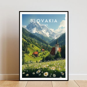 Póster de viaje a Eslovaquia - Europa, póster de Europa, póster de Eslovaquia, arte mural de viaje, impresión de Eslovaquia, Eslovaquia, Europa, arte mural de Bratislava