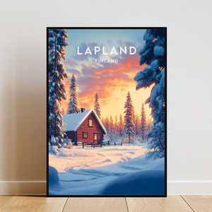 Lapland Travel Print - Finland, Lapland Poster, Finland Poster, Travel Wall Art, Finland Print, Poster, Finland, Europe, Lapland Wall Art