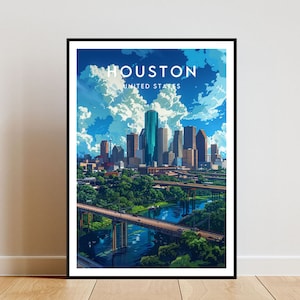 Houston Travel Print - United States, Houston Poster, America Poster, Travel Wall Art, America Print, poster, America, Houston, USA, Texas