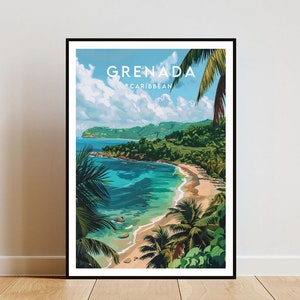 Grenada Travel Print - Caribbean, Grenada Poster, Caribbean Poster, Travel Wall Art, Grenada Print, Grenada Wall Art, Caribbean, Travel