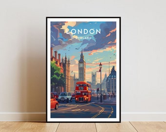 ロンドン旅行プリント - イギリス、ロンドンポスター、イギリスポスター、旅行ウォールアート、イギリスプリント、ポスター、イギリス、ヨーロッパ、ロンドン、ビッグベンプリント