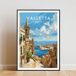 Valletta Travel Print - Malta, Valletta Poster, Malta Poster, Travel Wall Art, Malta Print, poster, Malta, Europe, Valletta Wall Art