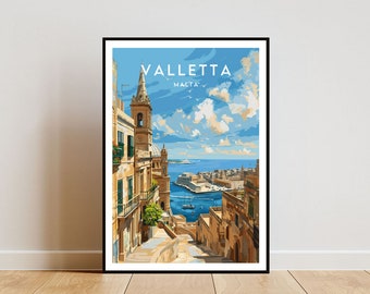 Valletta Travel Print - Malta, Valletta Poster, Malta Poster, Travel Wall Art, Malta Print, poster, Malta, Europe, Valletta Wall Art