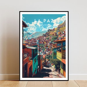 La Paz Travel Print - Bolivia, La Paz Poster, Bolivia Poster, Travel Wall Art, Bolivia Print, La Paz, South America, Bolivian, La Paz Print