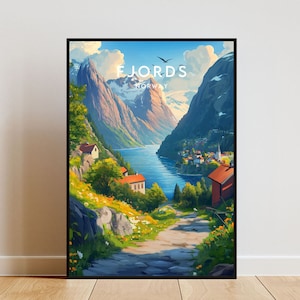 Fjords Travel Print - Norway, Fjords Poster, Norway Poster, Travel Wall Art, Norway Print, poster, Norway, Europe, Fjords, Scandinavia Print