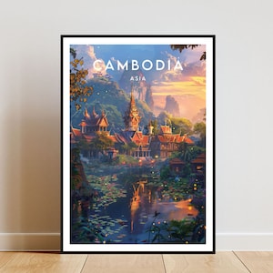 Cambodia Travel Print, Angkor Wat Poster, Cambodia Poster, Travel Wall Art, Cambodia Print, Angkor Wat, Cambodia, SE Asia, Backpacking