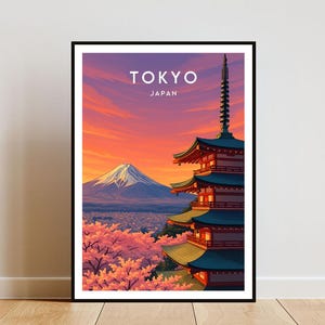 Tokyo Travel Print - Japan, Tokyo Poster, Japan Poster, Japan Print, Tokyo Print, Tokyo, Wedding Gift, Birthday Present, Mount Fuji Poster