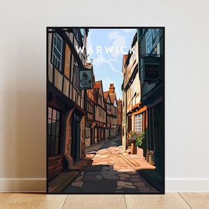 Impresión de viaje de Warwick - Inglaterra, cartel de Warwick, cartel de Inglaterra, arte de la pared de viaje, impresión de Inglaterra, Inglaterra, Europa, Warwick, Reino Unido, impresión de Gran Bretaña
