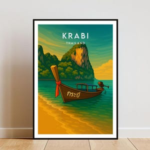 Krabi Travel Print - Thailand, Krabi Poster, Thailand Poster, Travel Art, Thailand Print, Krabi Print, Ao Nang Poster, Railay Beach, Krabi