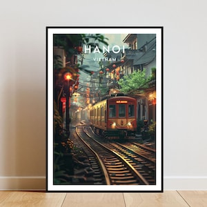 Impresión de viaje de Hanoi - Vietnam, cartel de Hanoi, cartel de Vietnam, arte de la pared de viaje, impresión de Vietnam, arte de la pared de Hanoi, decoración de la pared, impresión de viaje de Asia