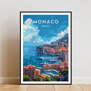 モナコ旅行プリント - フランス、モナコのポスター、フランスのポスター、旅行の壁アート、フランスのプリント、ポスター、フランス、ヨーロッパ、モナコ、フランスのプリント