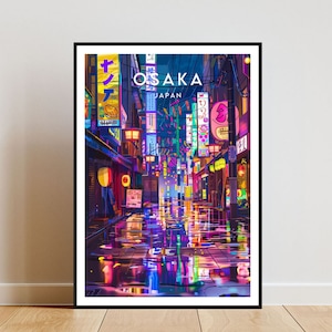 Osaka Travel Print - Japan, Osaka Poster, Japan Poster, Travel Wall Art, Japan Print, Osaka, Neon Lights Print, Japanese Poster, Japan