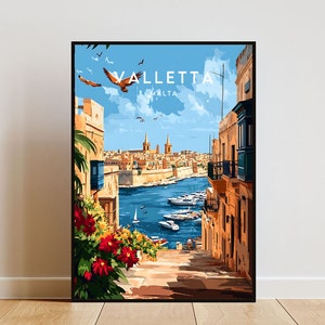 Valletta Travel Print - Malta, Valletta Poster, Malta Poster, Travel Wall Art, Malta Print, poster, Malta, Europe, Valletta Wall Art