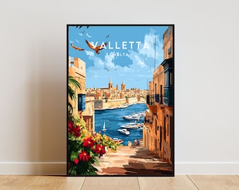 Valletta Travel Print - Malta, Valletta Poster, Malta Poster, Travel Wall Art, Malta Print, poster, Malta, Europe, Valletta Wall Art