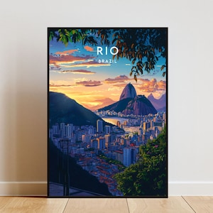 Rio Travel Print - Brasil, Cartel de Río, Cartel de Brasil, Arte de pared de viaje, Impresión de Brasil, Río, Cartel de viaje Río, Río de Janeiro, América del Sur