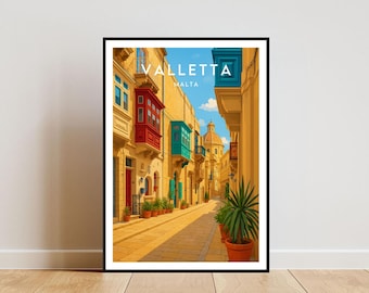 Valletta Travel Print - Malta, Valletta Poster, Malta Poster, Malta Print, Travel Wall Art, Valletta Print, Valletta Travel Poster