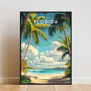 Florida resetryck - USA, Florida-affisch, Amerika-affisch, Reseväggkonst, Amerika-tryck, affisch, Amerika, Florida-tryck, USA