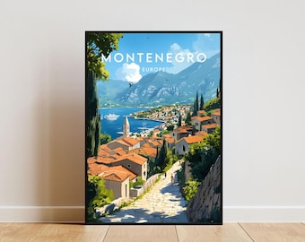 Montenegro Travel Print - Europe, Europe Poster, Montenegro Poster, Travel Wall Art, Montenegro Print, Montenegro, Europe, Podgorica Poster