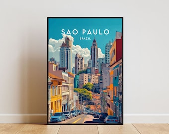 Impresión de viaje de São Paulo - Brasil, Cartel de São Paulo, Cartel de Brasil, Arte de pared de viaje, Impresión de Brasil, São Paulo, Cartel de viaje, América del Sur
