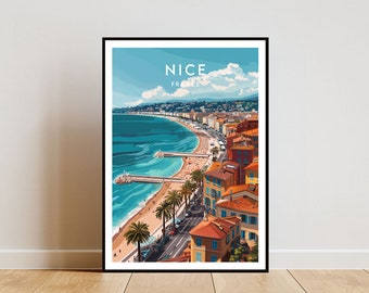 Belle impression de voyage - France, belle affiche, affiche France, art mural voyage, impression France, affiche, France, Europe, Nice, français, sud de la France