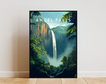 Angel Falls Travel Print - Venezuela, Angel Falls Poster, Venezuela Poster, Travel Wall Art, Venezuela Print, Angel Falls, South America