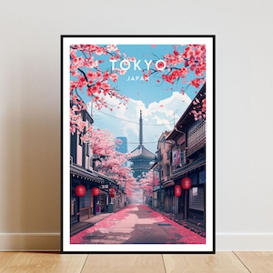 Tokyo Travel Print - Japan, Tokyo Poster, Japan Poster, Travel Wall Art, Japan Print, Tokyo, Tokyo, Japanese Poster, Blossom Trees, Japan