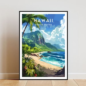 Hawaii Travel Print - USA, Hawaii Poster, Amerika Poster, Reise, Wandkunst, Amerika Print, poster, Amerika, Hawaii, USA