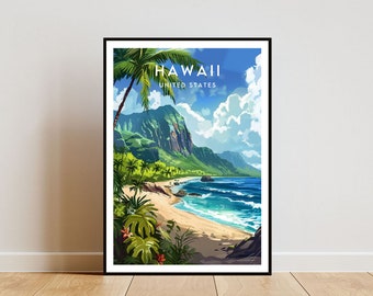 Hawaii Travel Print - United States, Hawaii Poster, America Poster, Travel Wall Art, America Print, poster, America, Hawaii, USA