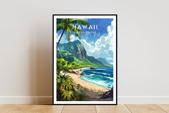 Hawaii Travel Print - United States, Hawaii Poster, America Poster, Travel Wall Art, America Print, poster, America, Hawaii, USA