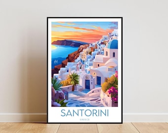 Santorini Travel Print - Greece, Santorini Poster, Greece Poster, Travel Wall Art, Greece Print, Greece Wall Art, Europe, Santorini Print