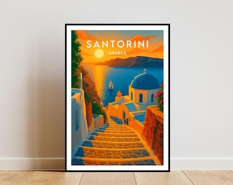 Santorini Travel Print - Greece, Santorini Poster, Greece Poster, Travel Wall Art, Greece Print, Santorini Print, Santorini